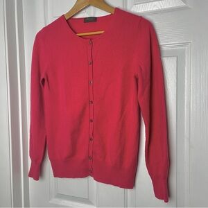 100% Cashmere Raspberry Pink/Red Button-Up Cardigan•size medium